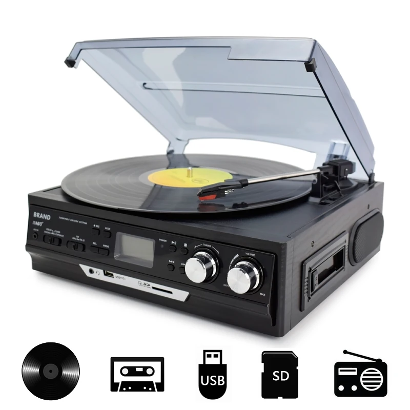 Nobsound многофункциональный домашний проигрыватель виниловых проигрывателей LP встроенный Стереодинамик с поддержкой USB/sd-карты/кассеты/fm-радио