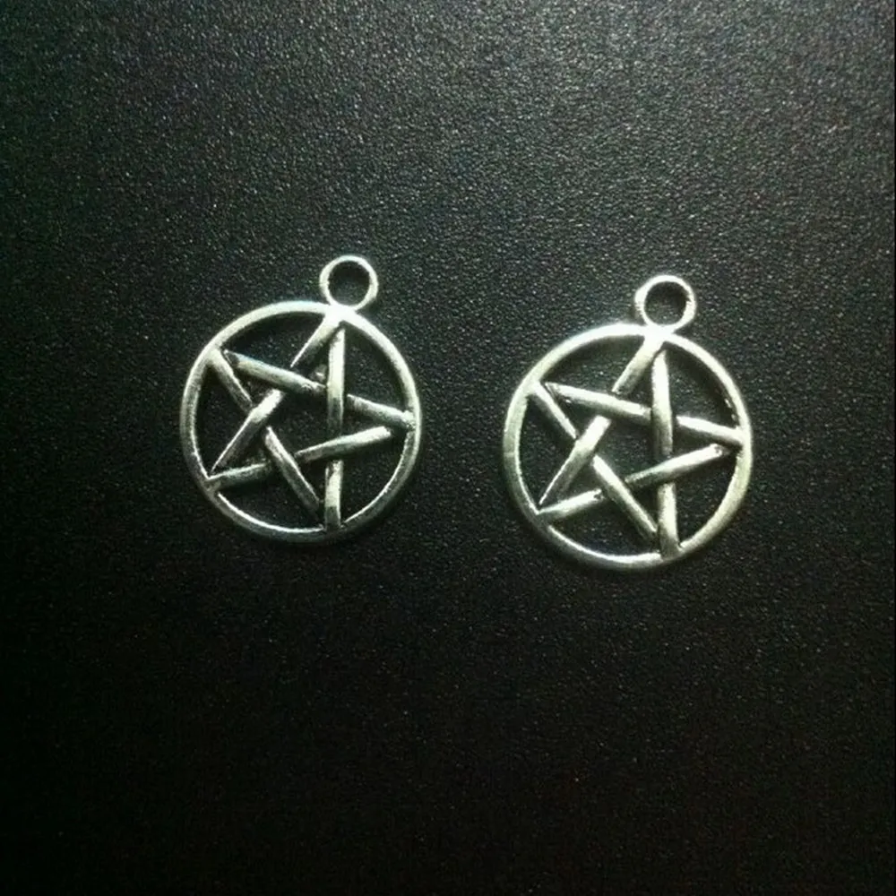 

Nostalgia Wicca Pentagram In Circle Charms For Bracelet Making Wiccan Pagan Supernatural Amulet Witchcraft