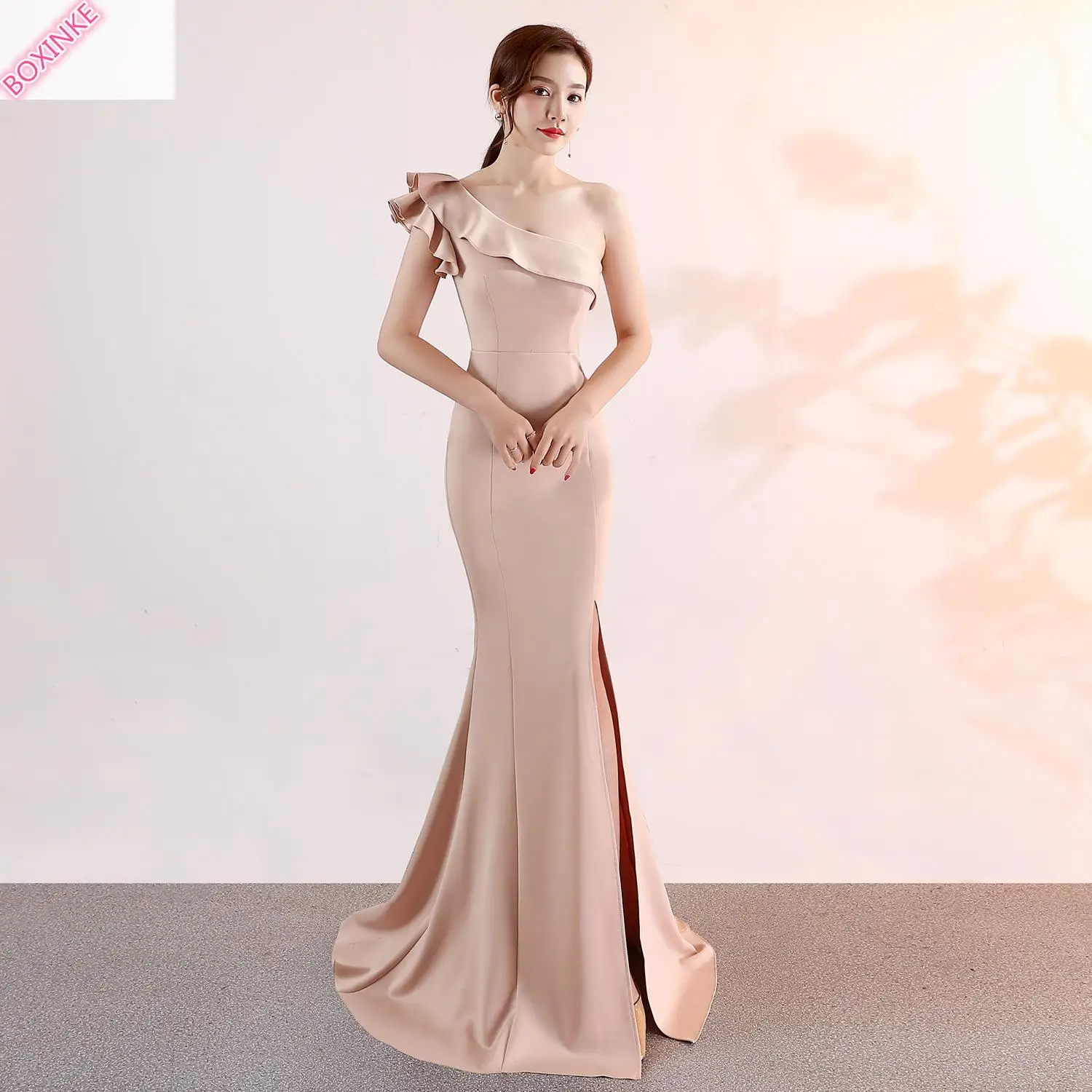 

Plus Size Promotion Maxi Dress Noble, Elegant, Dignified, Pink, Long, Sexy And Slim Fishtail Dress For The New Banquet In 2019