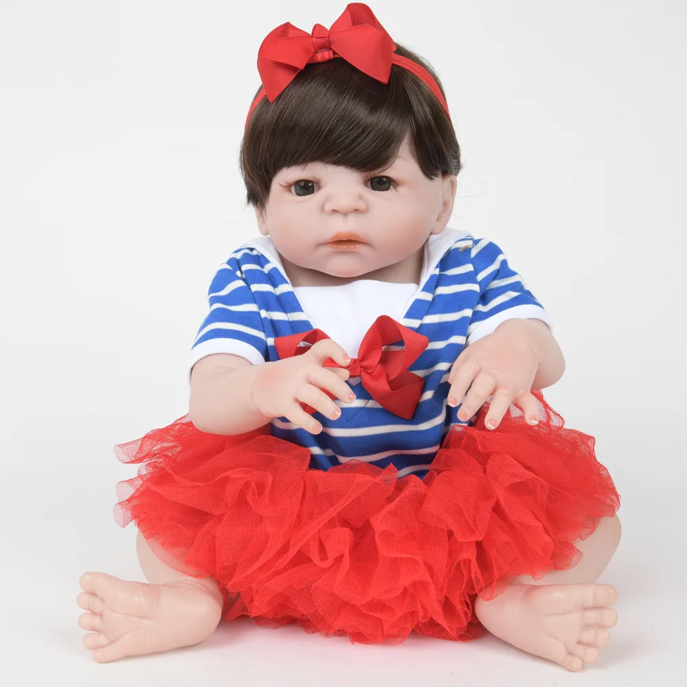 

55cm Soft Realistic Full Silicone Reborn Doll Cute Newborn Baby Girl Doll Toy for Kids Birthday Xmas Gift Bebe