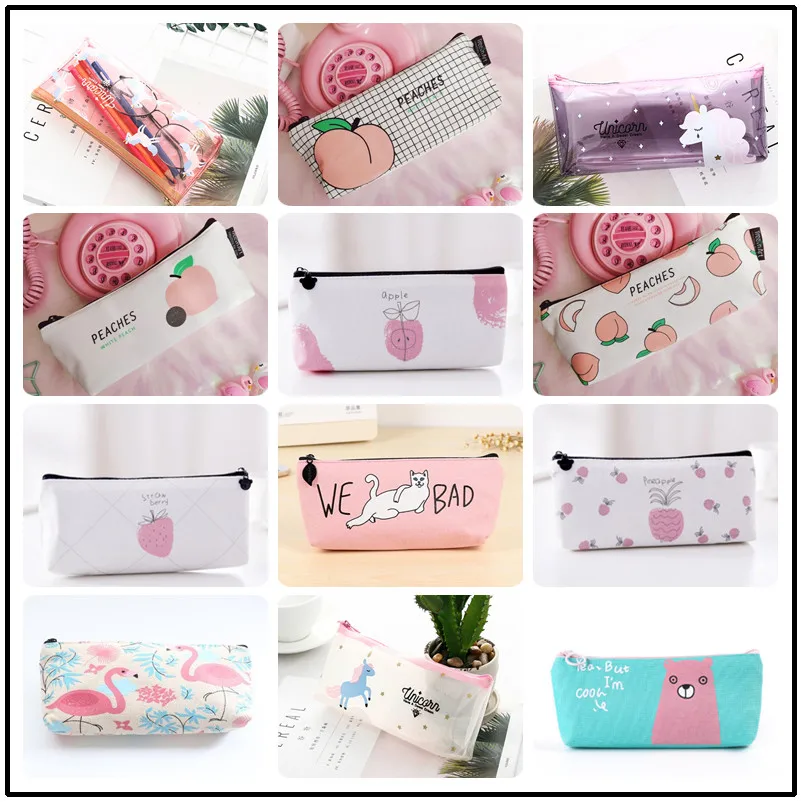 1 шт./, милые розовые простые Пеналы, сумки для карандашей Kawaii Girl, чехол для карандашей, прочный, вместительный, школьные принадлежности, Канцтовары, высокое качество