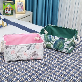 

WCIC Linen Laundry Hamper Tropical Leaves Flowers Style Folding Storage Basket Box Kids Toy Organizer Barrel Bag Storage Holder