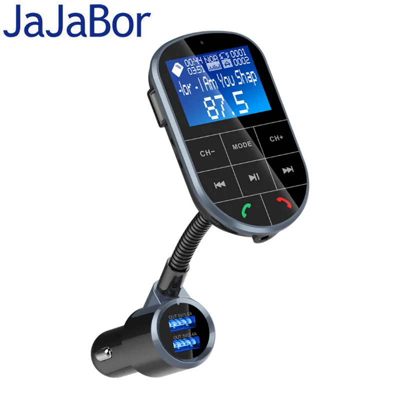 Автомобильный комплект jajabor с Bluetooth Handsfree Вызов fm-передатчик беспроводной A2DP стерео AUX аудио воспроизведение музыки большой 1,4 дюймовый ЖК-дисплей