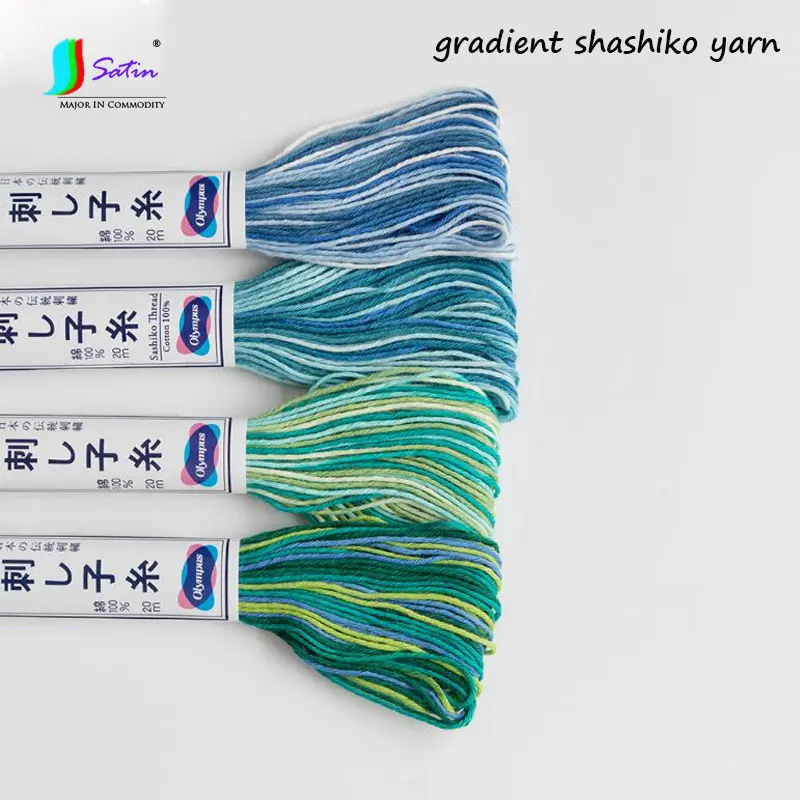 

DIY Sashiko Material Blue,Green,White,Pink,Orange,Purple,Yellow,Red Gradient Shashiko Yarn,Gradient Color Sashiko Thread S0728L