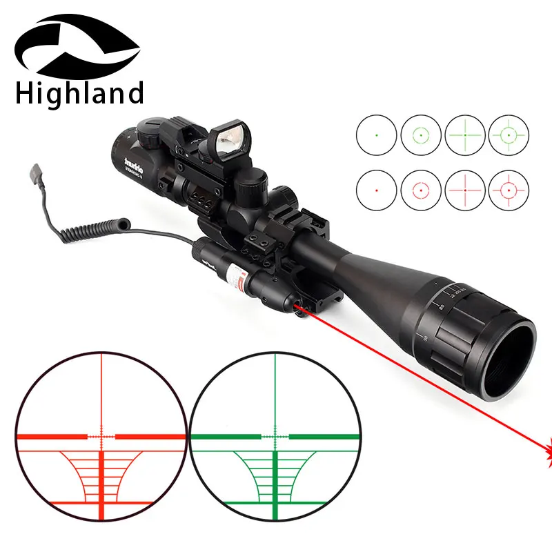 

Hunting Rifle scope 6-24x50 AOEG Rangefinder Reticle Rifle Scope with Holographic 4 Reticle Sight Red Green Laser Combo