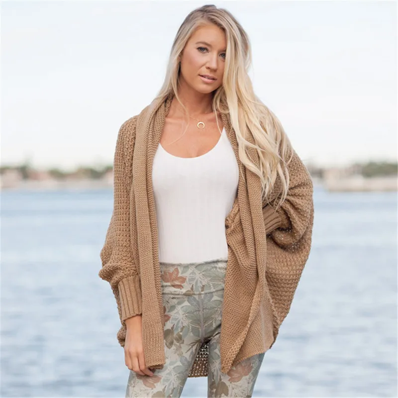 

Autumn Winter Casual Sweaters Women Batwing Sleeve Knitted Open Stitch Oversized Coat Sweater Cardigan Poncho Outwear