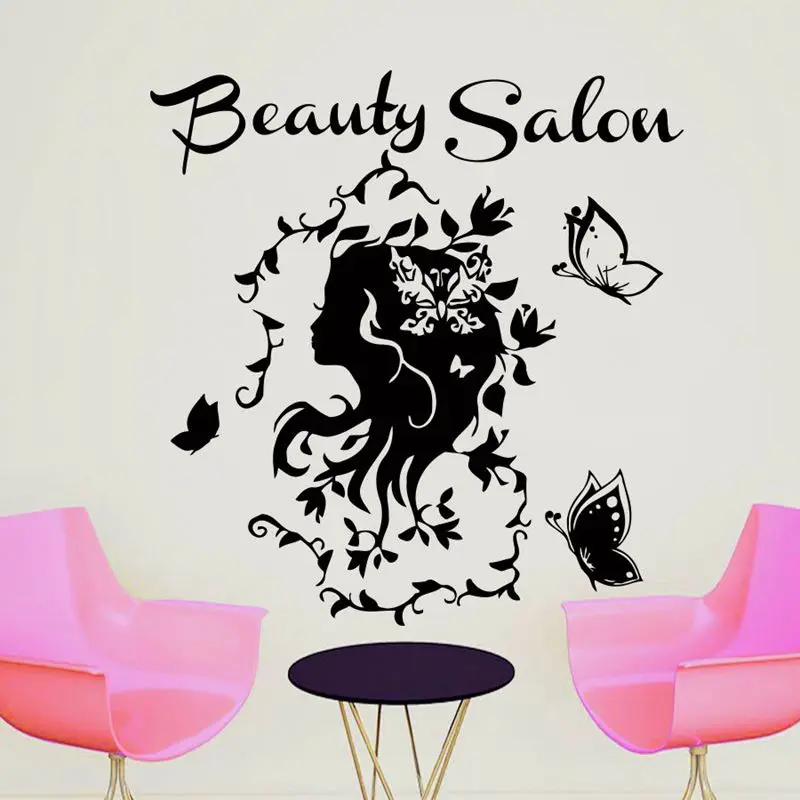 Hair Salon Sticker Beauty Decal Haircut Name Posters Time Hour Vinyl