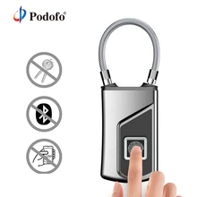 Podofo IP65 USB Перезаряжаемый Умный Замок без ключа с отпечатком пальца, водонепроницаемый Противоугонный замок из сплава, защитный замок для двери, Чехол для багажа