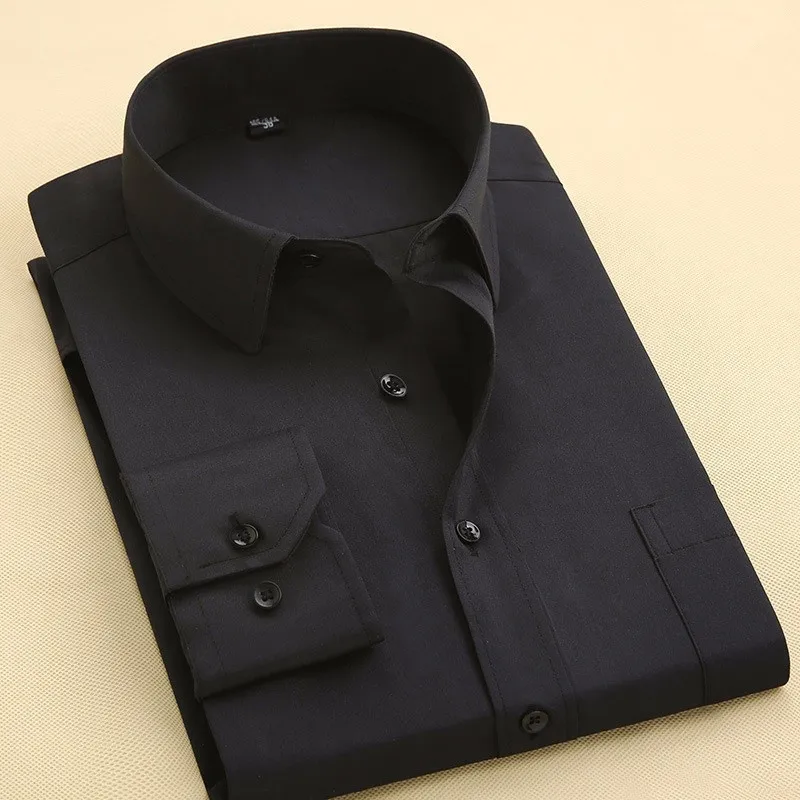 Рубашка с длинными рукавами для Для мужчин Демисезонный модные дизайнерские высокое качество Однотонная рубашка Non Iron Slim Fit деловая, общественная Формальные рубашки для мальчиков