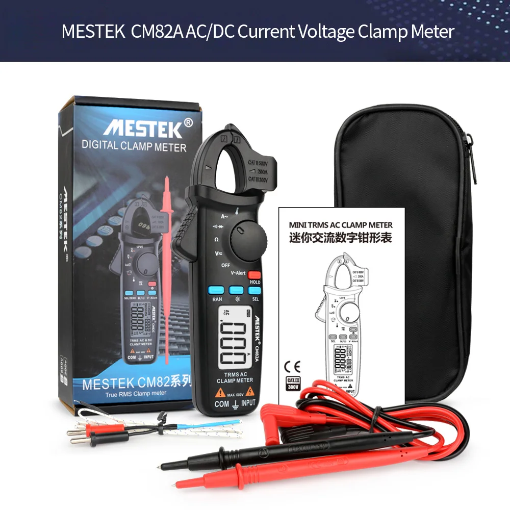MESTEK True RMS мини цифровой клещи CM80/81/82 AC/DC Ток Напряжение Ом Авто Диапазон VFC емкость