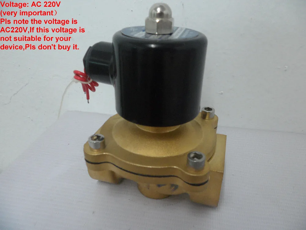 2W250-25 AC220V " дюймов(DN25) Латунь Пневматический Электрический электромагнитный клапан N/C 2 способ