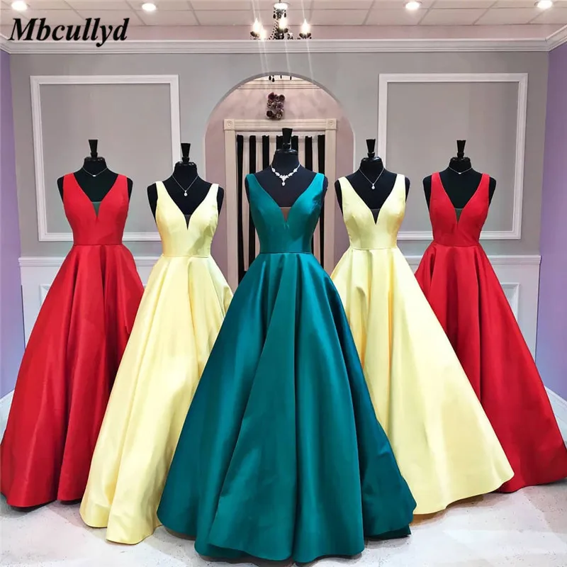 

Mbcullyd Strapless Long Prom Dresses 2019 A Line Satin Vestido De Festa With Shining Crystal Pocket Vestidos de fiesta de noche