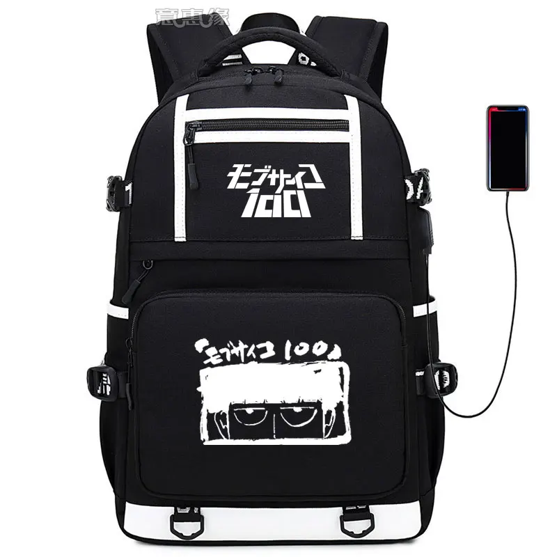 Mob Psycho 100 Рюкзак Mobu Saiko Hyaku сумка Повседневная usb зарядка рюкзак аниме Studert школьная сумка для ноутбука дорожная сумка - Цвет: 03