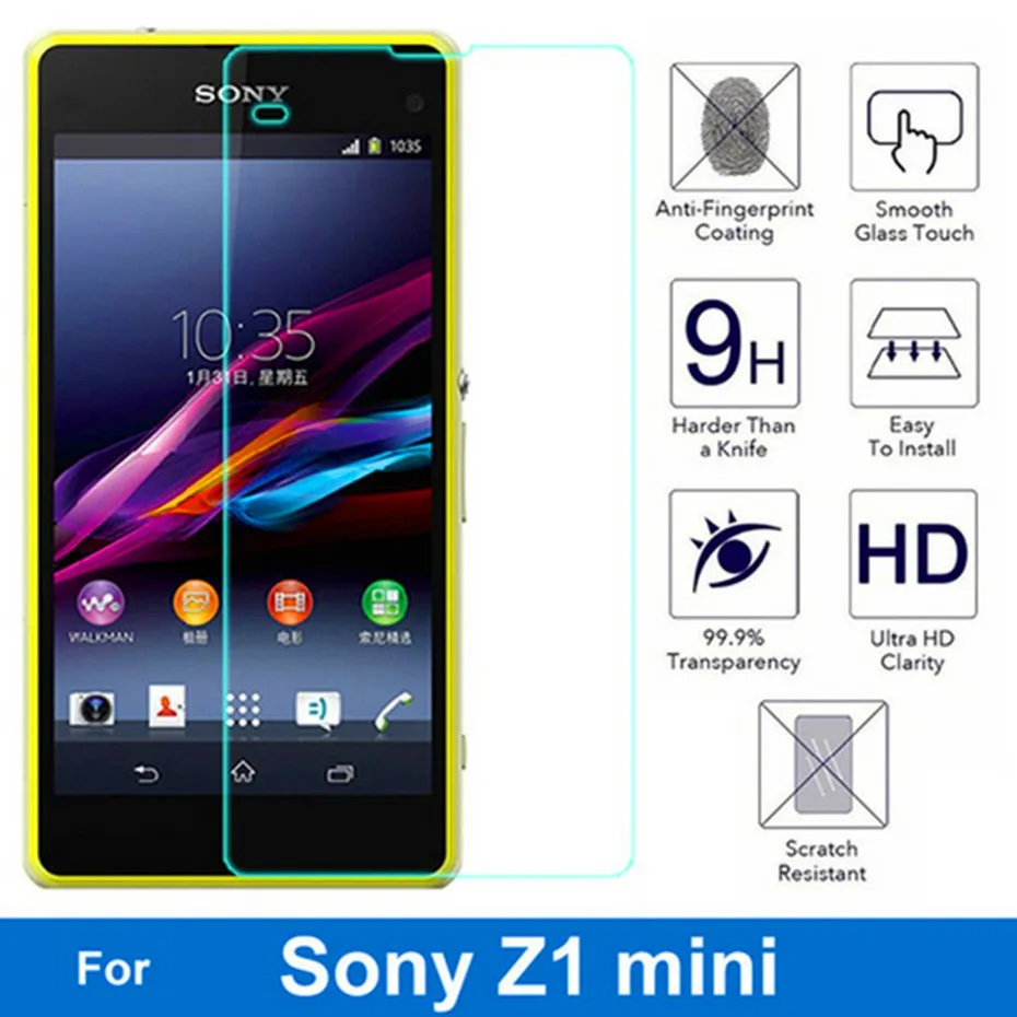 9h tempered glass for Sony Xperia Z1 mini D5503 screen protector z1 compact protective film | Мобильные телефоны и