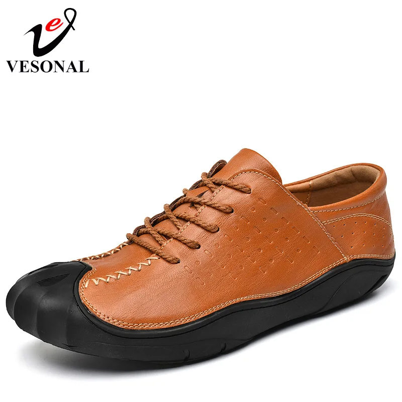 

VESONAL Brand Genuine Leather Spring Designer Male Shoes For Men Breathable Soft Driving Walking Walking Quality Footwear 2018