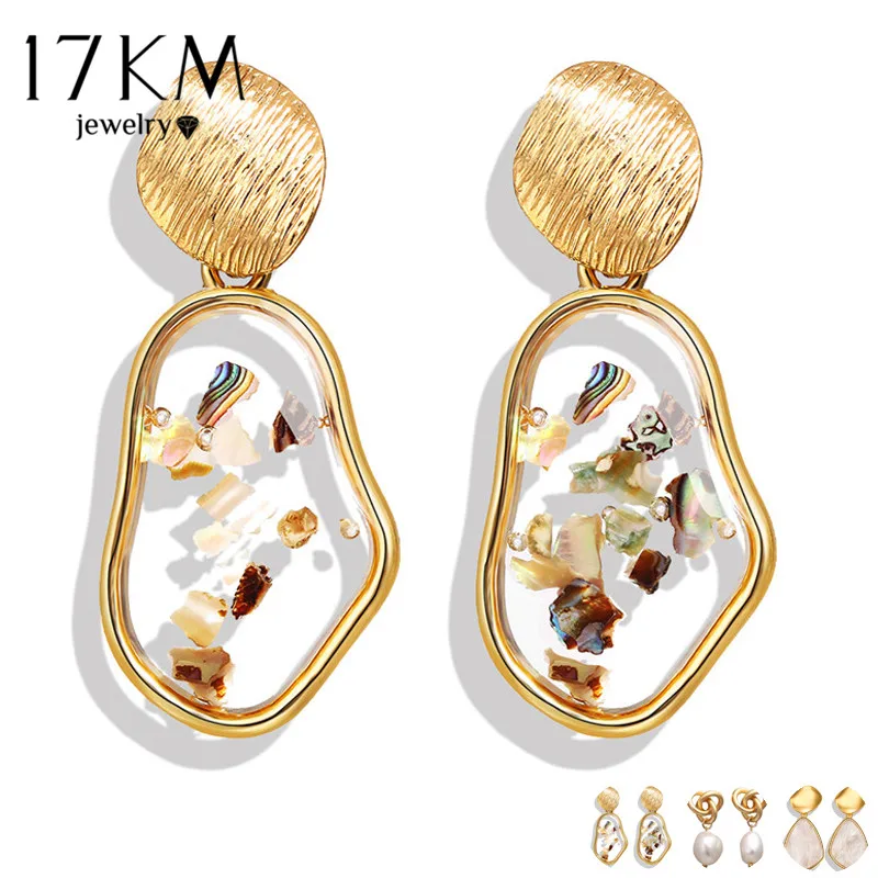 

17KM Vintage Earrings 2019 Geometric Shell Earrings For Women Girls BOHO Resin Drop Earrings Brincos Fashion Tortoise Jewelry