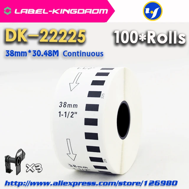 Best Price 100 Refill Rolls Generic DK-22225 Label 38mm*30.48M Continuous Compatible for Brother Label Printer White Color DK-2225 DK22225 Best Price 100 Refill Rolls Generic DK-22225 Label 38mm*30.48M Continuous Compatible for Brother Label Printer White Color DK-2225 DK22225