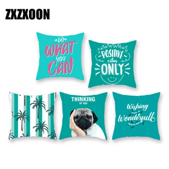 

Green Plant Dog Trees Throw Pillows Cushion Covers Polyester Pillowcase for Sofa Home Car Living Room Decoration 45x45cm