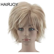 дешево✲ HAIRJOY Белые Женщины Синтетические Волосы Парики Блондинка Короткие Вьющиеся Парики Прическа