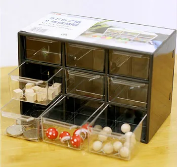 

Creative 9 Jewelry Plastic Storage Box Mini Debris Cabinets Lattice Portable Amall Drawer Sorting Grid Desktop Office Supplies