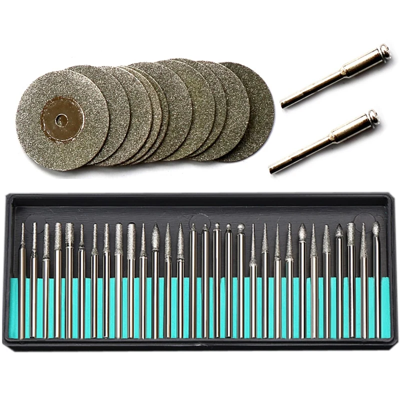 

For Dremel Accessories Rotary Tools 30Pcs Diamond Burs 12Pcs Diamond Saw Blades Mini Cutting Discs Drill Bits For Dremel Tool