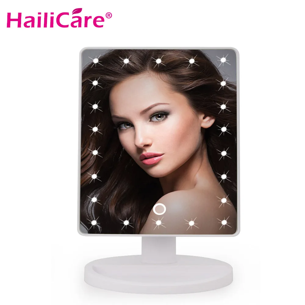 online 22 Tela Sensível Ao Toque de LED Acender Luzes Espelho de Vaidade Espelho de Maquiagem Profissional Da Beleza Da Saúde Ajustável Bancada 180 Rotativo