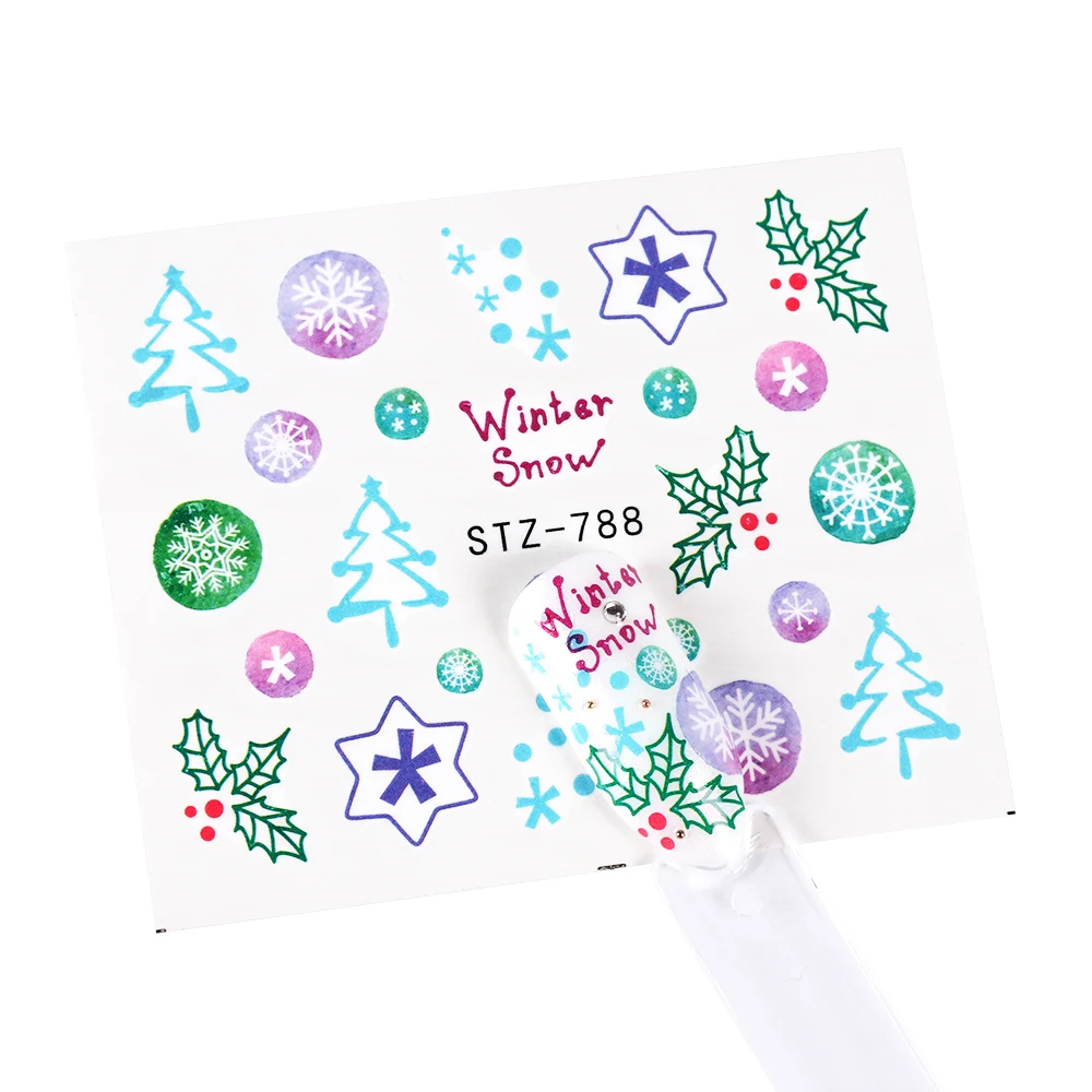 1 шт Переводные картинки для ногтей, наклейки на год, Рождество, декор со снежинками и оленями, переводные наклейки с водой, советы, украшения для ногтей, TRSTZ779-794