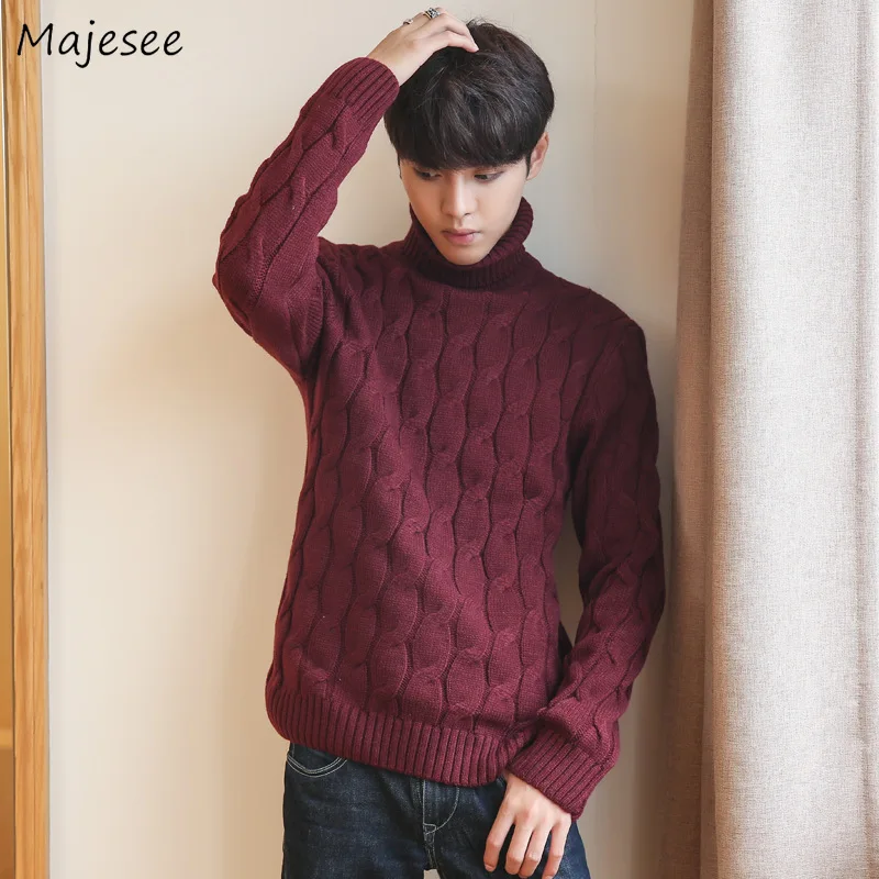 

Sweater Plus Size Solid Turtleneck Knitted Thicker Winter Sweaters Men Korean Style Warm Mens Soft Pullovers Large Students Chic