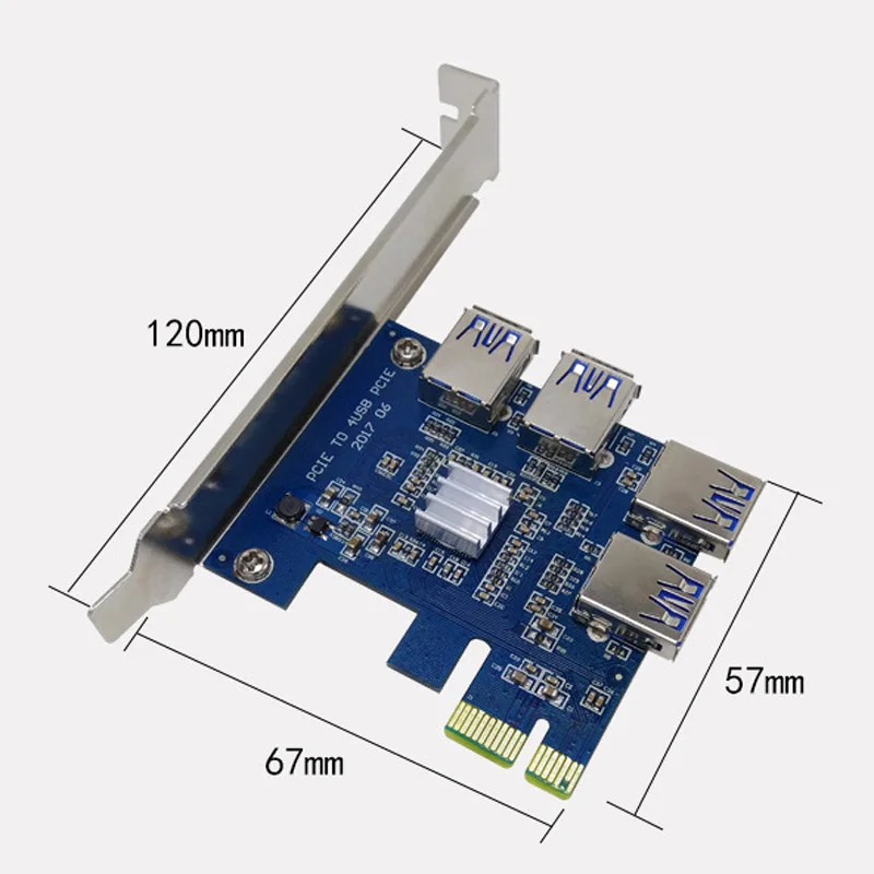 

PCI-EX1 To PCI-EX16 Expansion Card 4 Ports USB 3.0 Converter Adatper Riser Cards For Bitcoin Mining Device LCC77