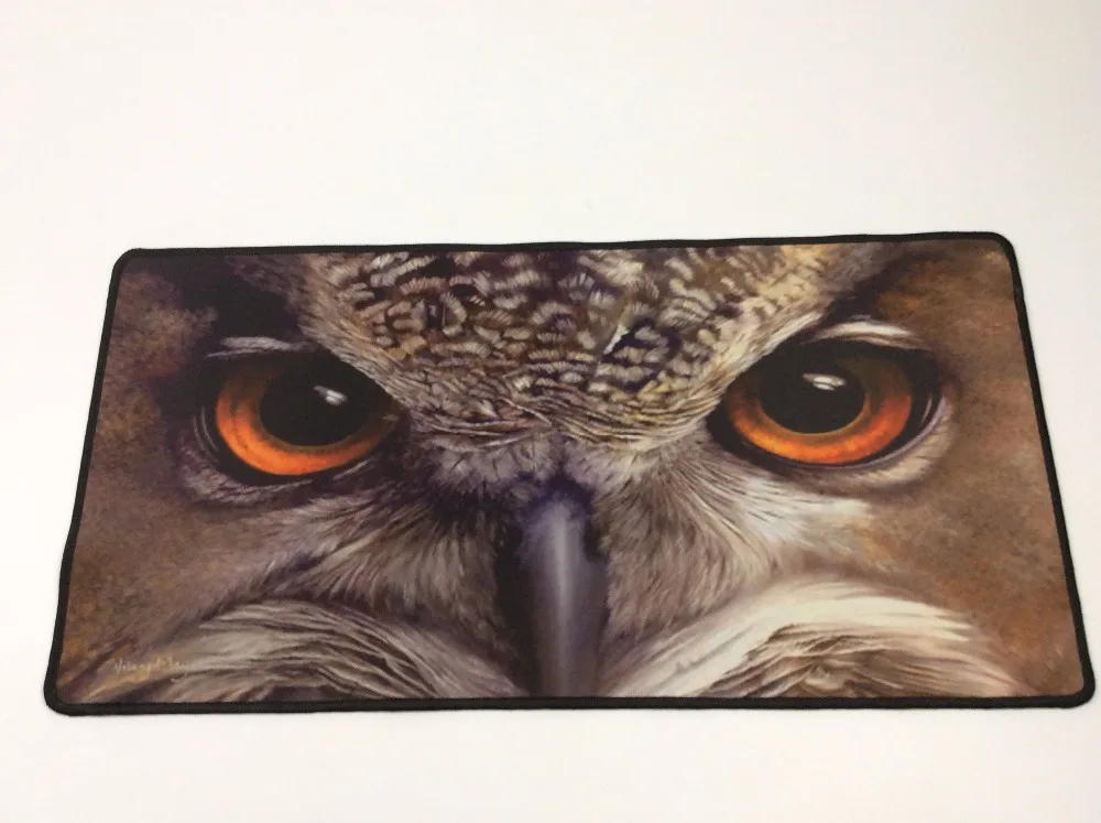 Mairuige Owl Face Black Eyes Super Large Size Optional Mouse Pad Natural Rubber Material Waterproof Desk Mat for 400X900X2MM