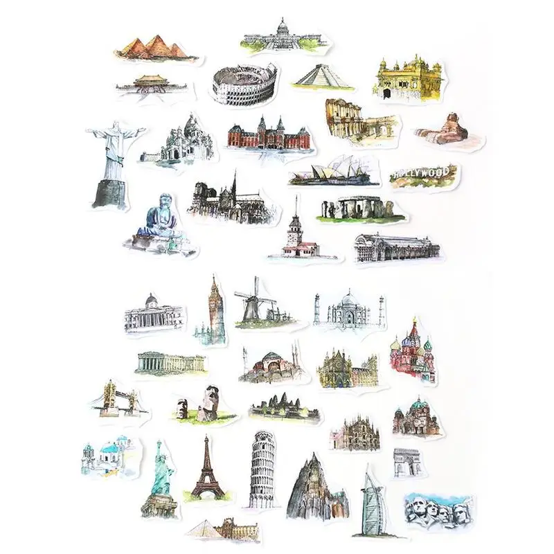 

Travel Around The World DIY Daily Book Decoration Stickers Monuments Printed Sticker Scrapbooking Adhesive Stickers STZ4103