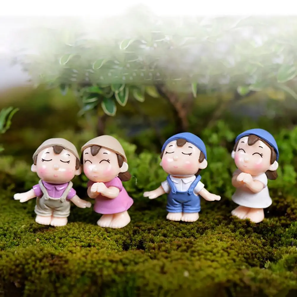 2 шт мальчик девочка дети пара миниатюрный орнамент ремесло DIY пейзаж кукольный домик Декор