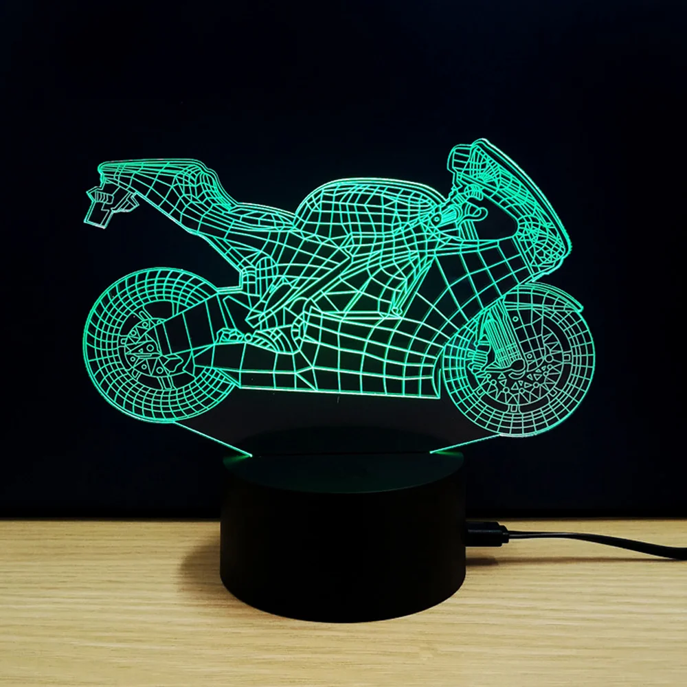 

Motorcycle Design 7 Colors Changing USB 3D Night Light Colorful Desk LED Lamp Decoration Bedroom Lighting Creative Birthday Gift