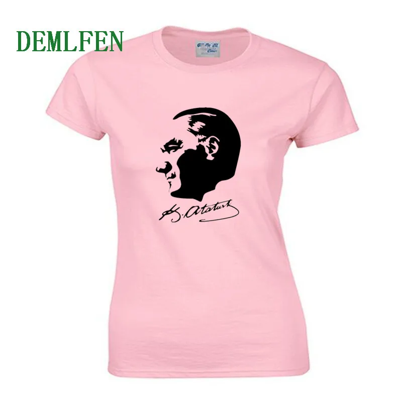 

New Turkey Founder Mustafa Kemal Ataturk Print T-shirt Summer Women Short Sleeve O-neck Cotton T Shirt Casual Girl Tees Tops