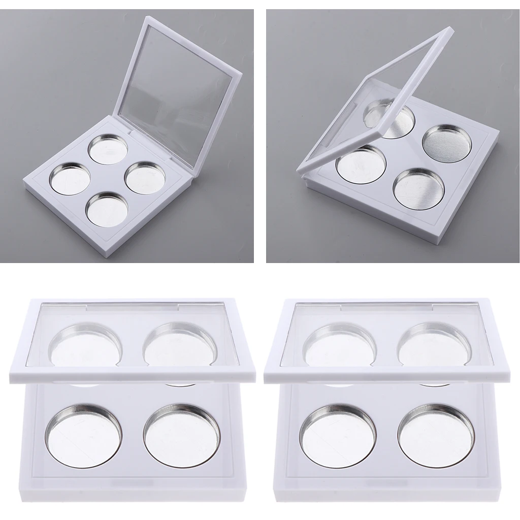 2pcs Empty Eyeshadow Container 4 Grids Palette DIY Blush Powder Case