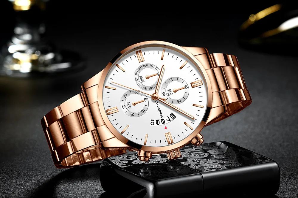montre homme Часы мужские CUENA Модные Военные часы из нержавеющей стали Спортивные кварцевые наручные часы relogio masculino