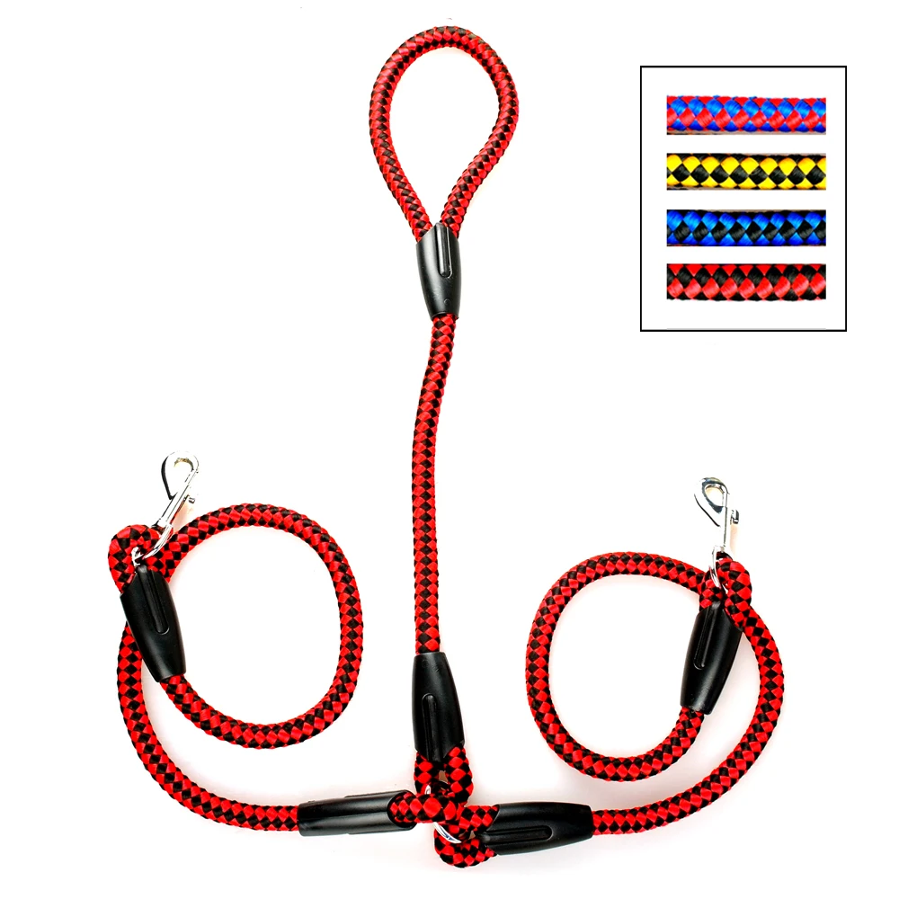 Buy Braided Double Dog Leash Nylon 2 Way Coupler Rope