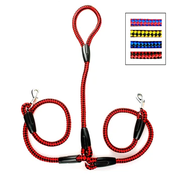 

Braided Double Dog Leash Nylon 2 Way Coupler Rope Two Dogs Walking Leads 4 Colors 50 Inch Length For Small Breeds