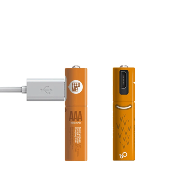 4 шт./лот дизайн 1,2 V 450mAh USB AAA перезаряжаемая батарея Ni-MH батарея может поддерживать игрушечный пульт дистанционного управления с зарядной линией
