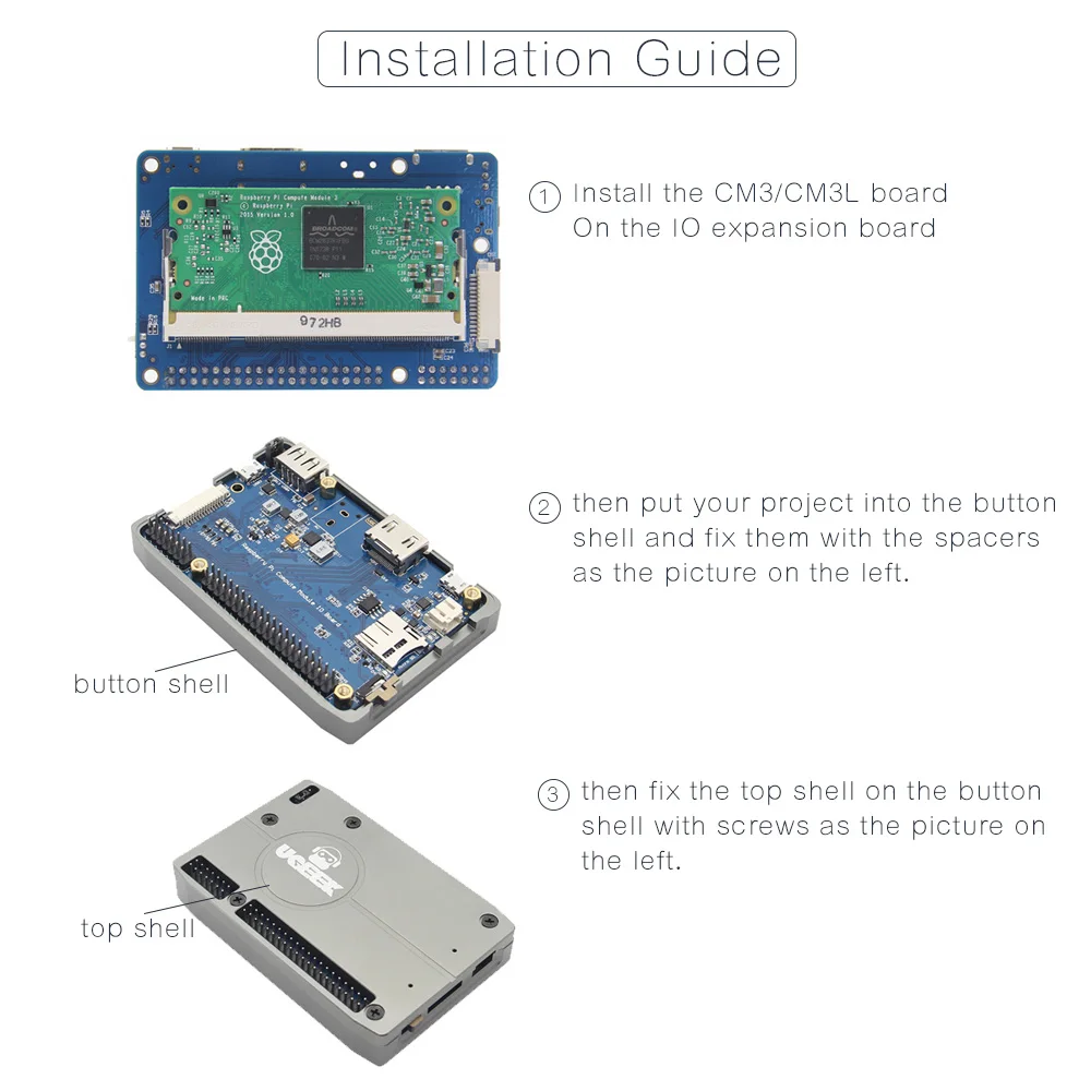 Ультратонкий чехол из алюминиевого сплава для Raspberry Pi Compute Module 3 см3/CM3L и IO Board