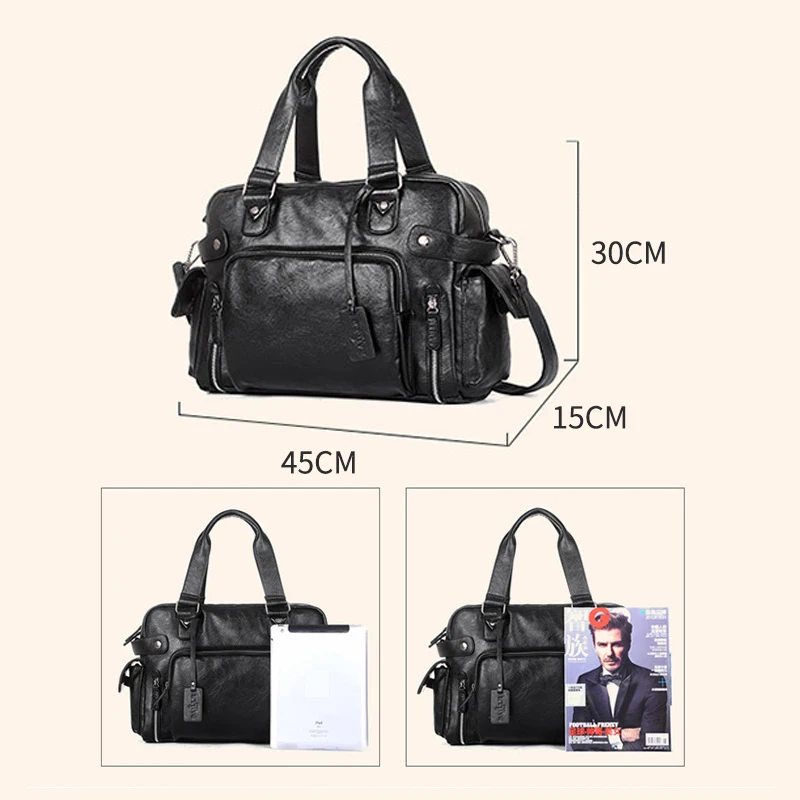 Brand Designer Travel Bag Leather Handbags Men's Casual Tote For Men Large-Capacity Portable Shoulder Bags Big Package_voghion.com