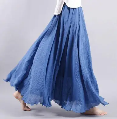 

New fashion spring autumn Floor-length skirts women plus size elastic waist A-line skirts female empire 9 solid colour hhn0801