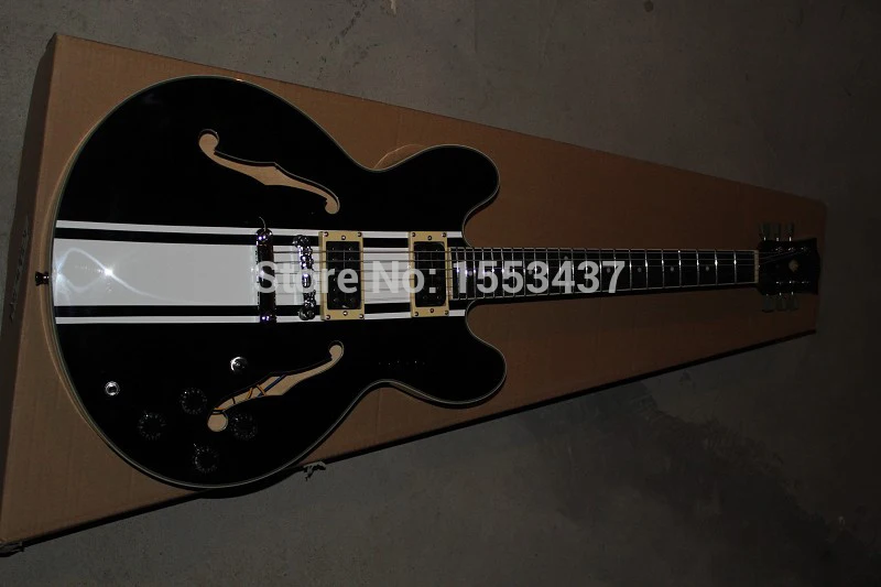 

Free shipping 2017 new wholesale es333- Jazz Hollow Electric Guitar signature black and white models guitar 1112