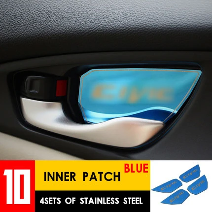 

Car-styling Cover Modification Accessori 4 PCS Stainless Steel Automobile Interior Car Door Handle Stickers For 10th Honda Civic