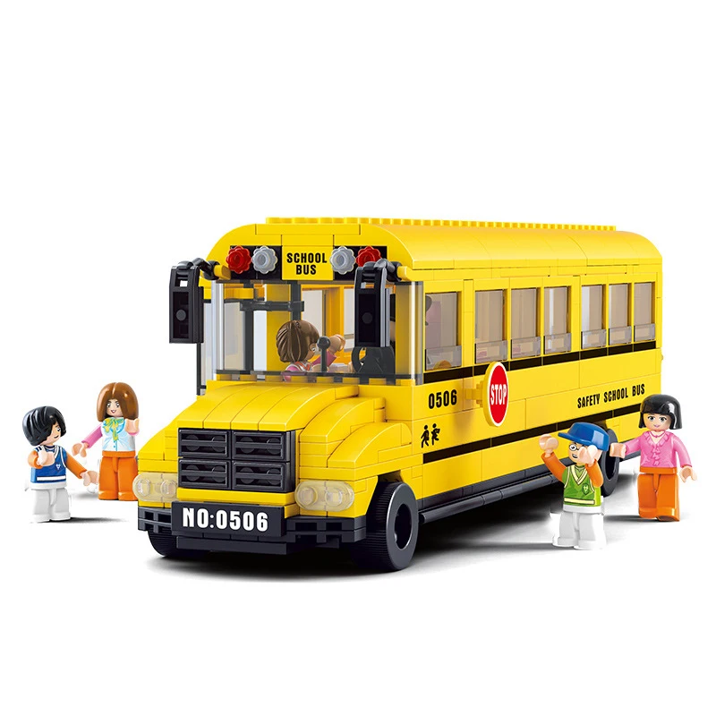 

382PCS DIY City Big School Bus Model Figures Building Blocks Compatible legoingly City Bricks Educational toys for children
