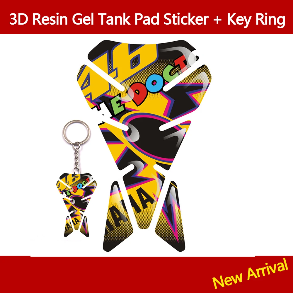 

3D Resin Gel Motorcycle Tank Pad Sticker Decal Emblem for YAMAHA R1 R6 XJR YZF + KeyRing The Doctor