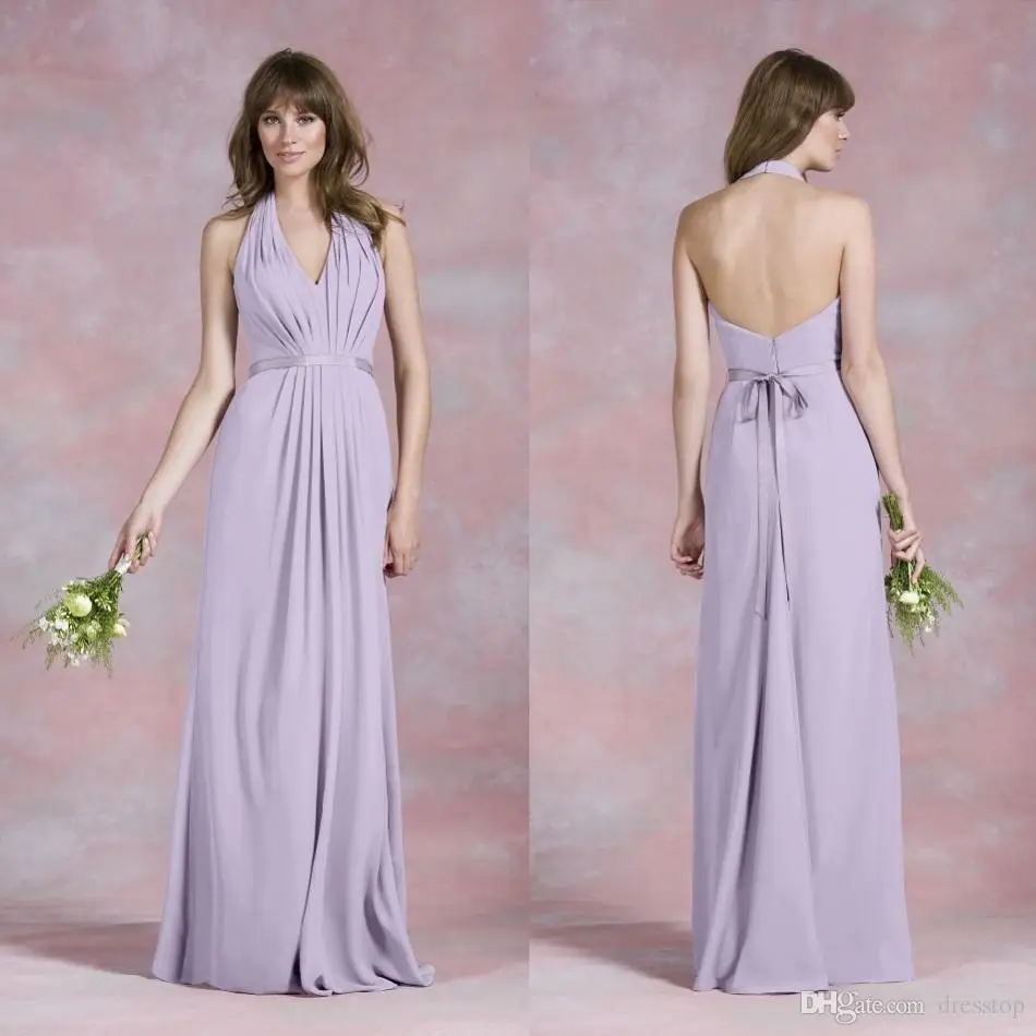 2017 Backless Lavender Purple Bridesmaid Dresses Halter Cheap Prom