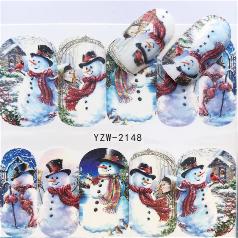 YWK beauty Рождество переводные наклейки для ногтей украшения маникюрные инструменты дизайн Санта Клауса снеговика