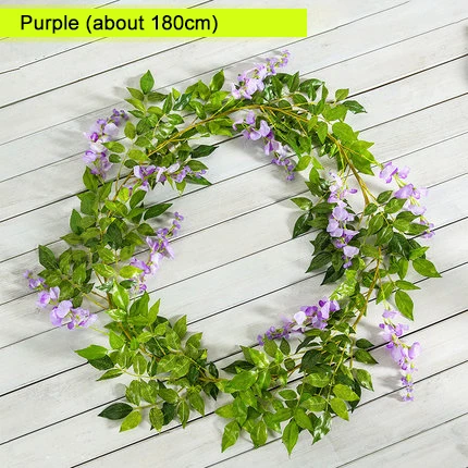 Xuanxiaotong 180 см Wisteria Искусственные цветы из ротанга Свадебные цветы украшение арки Настенный декор поддельные цветы лозы - Цвет: purple