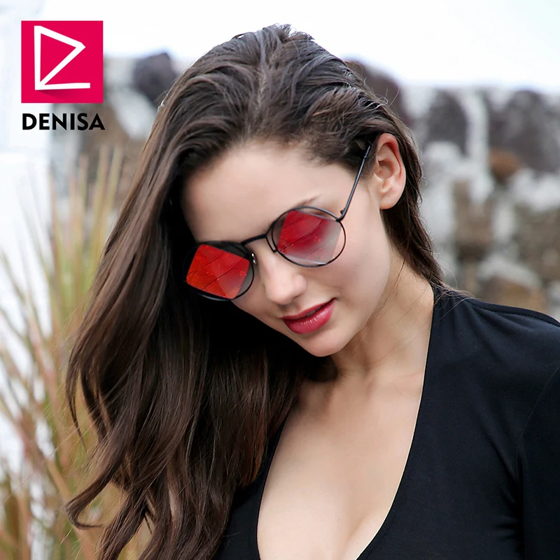 Женские и мужские круглые солнцезащитные очки DENISA Ретро стиль ромбовидные для